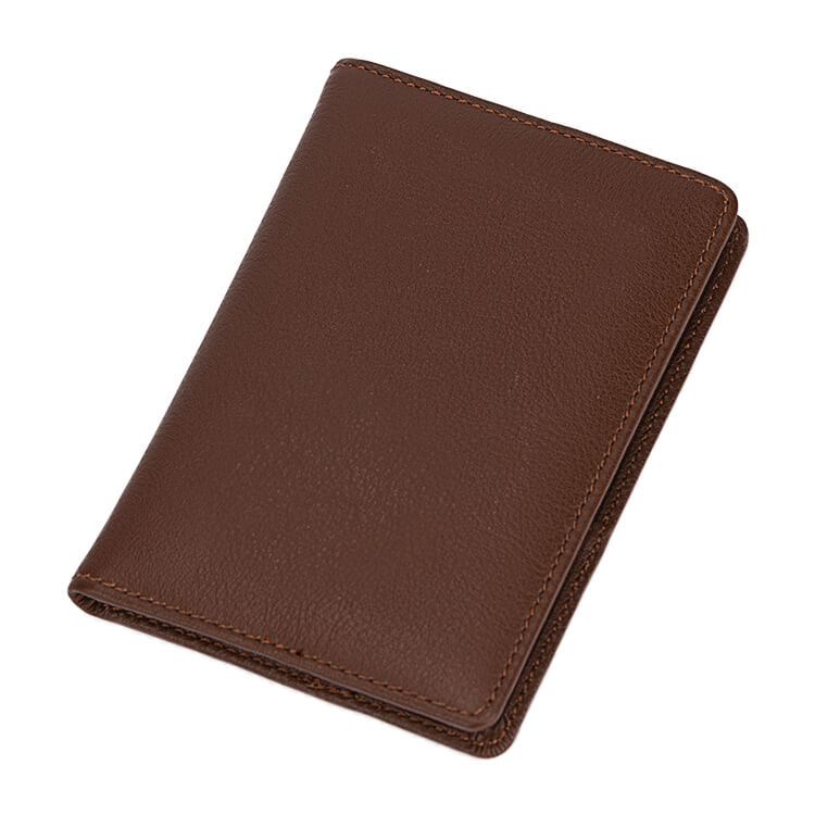 Genuine Leather Passport Wallet Brown-3
