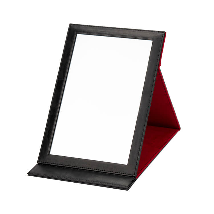 Leather Makeup Mirror With Stand Function -1