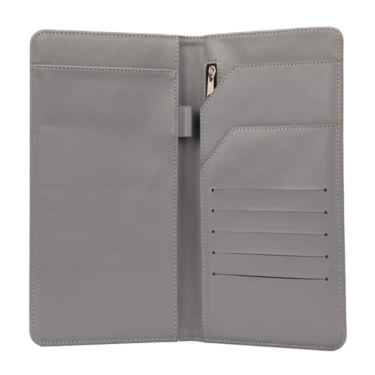 Leather Travel Wallet In Grey -2
