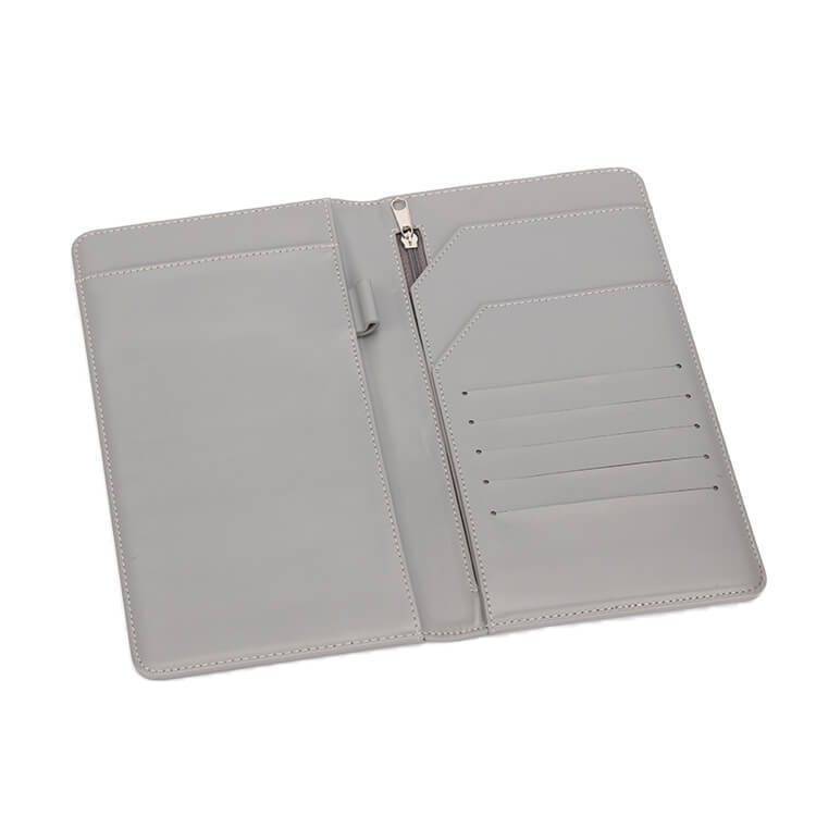 Leather Travel Wallet In Grey -3