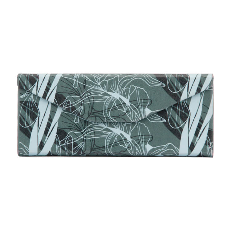 PU Leather Glasses Case Green Printing-1