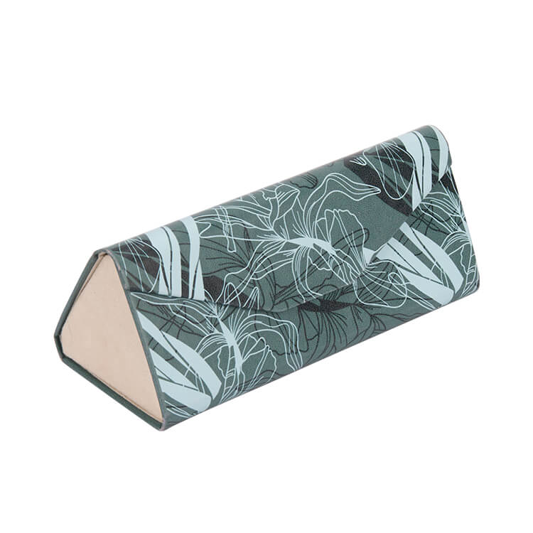 PU Leather Glasses Case Green Printing-3