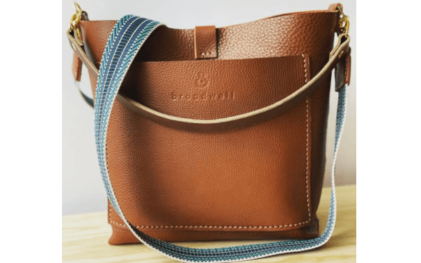British-made brown leather bag