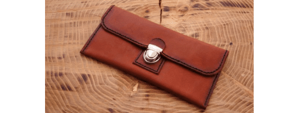 Unisex handmade brown leather wallet